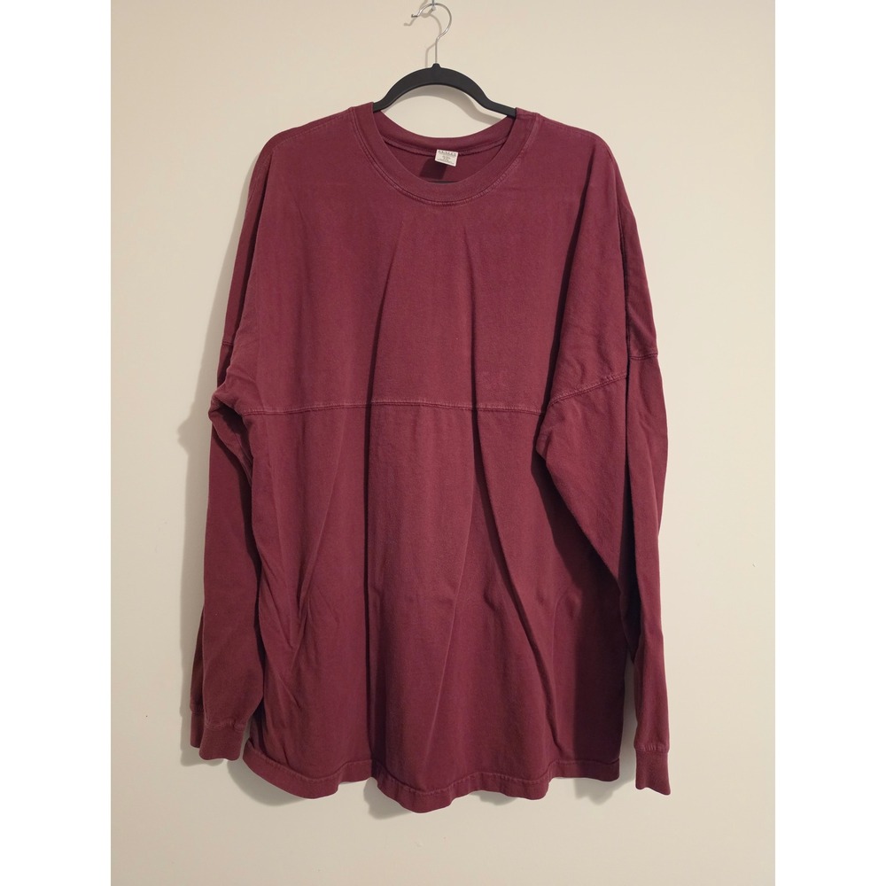 Venley Spirit Jersey Shirt Womens XXL Maroon Cotton Oversized Long Sleeve Preppy